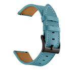 For Amazfit GTS 3 / GTS 2e First Layer Leather Sewing Thread Watch Band(Blue) - 1