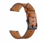 For Amazfit GTS 3 / GTS 2e First Layer Leather Sewing Thread Watch Band(Brwon) - 1