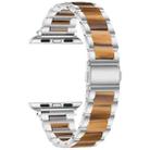 Metal + Resin Watch Band For Apple Watch Series 8&7 41mm / SE 2&6&SE&5&4 40mm / 3&2&1 38mm(Silver Brown) - 1