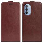 For Motorola Moto G31 4G R64 Texture Single Vertical Flip Leather Phone Case(Brown) - 1