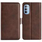 For Motorola Moto G31 4G Dual-side Magnetic Buckle Leather Phone Case(Brown) - 1