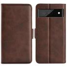 For Google Pixel 6a Dual-side Magnetic Buckle Leather Phone Case(Brown) - 1