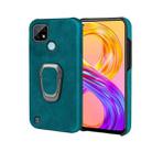 Ring Holder PU Phone Case For OPPO Realme C21(Cyan) - 1