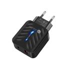 PD03 20W Type-C + QC3.0 USB Charger with Indicator Light, EU Plug(Black) - 1