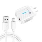 PD03 20W PD3.0 + QC3.0 USB Charger with USB to Type-C Data Cable, US Plug(White) - 1