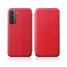 For Samsung Galaxy S22 Ultra 5G Retro Texture Magnetic Card Holder Leather Case(Red) - 1