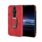 For Sony Xperia Pro-I Ring Holder PU Phone Case(Red) - 1