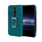 For Sony Xperia Pro-I Ring Holder PU Phone Case(Cyan) - 1