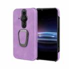 For Sony Xperia Pro-I Ring Holder PU Phone Case(Purple) - 1