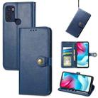 For Motorola Moto G60s Solid Color Leather Buckle Phone Case(Blue) - 1
