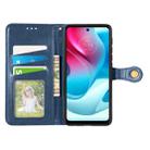For Motorola Moto G60s Solid Color Leather Buckle Phone Case(Blue) - 3
