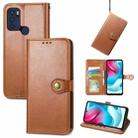 For Motorola Moto G60s Solid Color Leather Buckle Phone Case(Brown) - 1