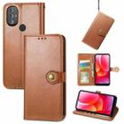 For Motorola Moto G Power 2022 Solid Color Leather Buckle Phone Case(Brown) - 1