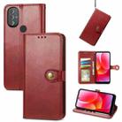 For Motorola Moto G Power 2022 Solid Color Leather Buckle Phone Case(Red) - 1