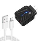 PD03 20W PD3.0 + QC3.0 USB Charger with USB to 8 Pin Data Cable, US Plug(Black) - 1