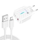 PD03 20W PD3.0 + QC3.0 USB Charger with USB to 8 Pin Data Cable, EU Plug(White) - 1