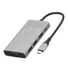 8 in 1 Type-C to HDMI + Type-C + USB x 2 + VGA + SD + TF + 3.5mm HUB Adapter - 1