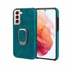 Ring Holder PU Phone Case for Samsung Galaxy S21 5G(Cyan) - 1