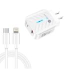 PD03 20W PD3.0 + QC3.0 USB Charger with Type-C to 8 Pin Data Cable, US Plug(White) - 1