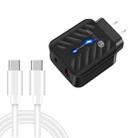 PD03 20W PD3.0 + QC3.0 USB Charger with Type-C to Type-C Data Cable, US Plug(Black) - 1