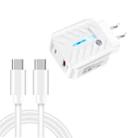 PD03 20W PD3.0 + QC3.0 USB Charger with Type-C to Type-C Data Cable, US Plug(White) - 1