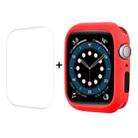 ENKAY  TPU Case  + Full Coverage PET Screen Protector For Apple Watch Series 8 / 7 41mm(Red) - 1