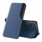 For Samsung Galaxy A73 5G Side Display Flip Leather Phone Case with Holder(Blue) - 1