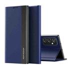 For Samsung Galaxy A53 5G Side Electroplated Magnetic Flip Leather Case with Holder(Dark Blue) - 1