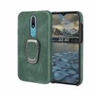 For Nokia 2.4 Ring Holder PU Phone Case(Dark green) - 1