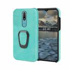 For Nokia 2.4 Ring Holder PU Phone Case(Mint Green) - 1