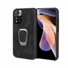 Ring Holder PU Phone Case For Xiaomi Redmi Note 11 Pro 5G(Black) - 1