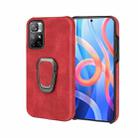 Ring Holder PU Phone Case For Xiaomi Redmi Note 11 4G(Red) - 1