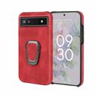 For Google Pixel 6a Ring Holder PU Phone Case(Red) - 1