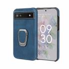 For Google Pixel 6a Ring Holder PU Phone Case(Blue) - 1