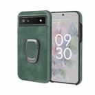 For Google Pixel 6a Ring Holder PU Phone Case(Dark green) - 1