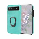 For Google Pixel 6a Ring Holder PU Phone Case(Mint Green) - 1