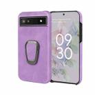 For Google Pixel 6a Ring Holder PU Phone Case(Purple) - 1