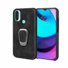 For Motorola Moto E20 / E30 / E40 Ring Holder PU Phone Case(Black) - 1