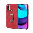 For Motorola Moto E20 / E30 / E40 Ring Holder PU Phone Case(Red) - 1