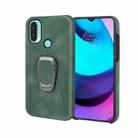 For Motorola Moto E20 / E30 / E40 Ring Holder PU Phone Case(Dark green) - 1