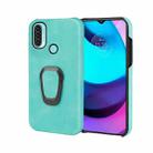 For Motorola Moto E20 / E30 / E40 Ring Holder PU Phone Case(Mint Green) - 1