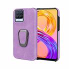 Ring Holder PU Phone Case For OPPO Realme 8 / 8 Pro(Purple) - 1