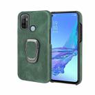 Ring Holder PU Phone Case For OPPO A53 2020 / A32 2020(Dark Green) - 1