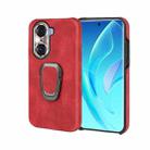 Ring Holder PU Phone Case For Honor 60 Pro(Red) - 1