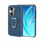 Ring Holder PU Phone Case For Honor 60 Pro(Blue) - 1