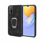 Ring Holder PU Phone Case For vivo Y12S 2021 / Y20 India / Y11S / Y20i / Y20S / Y30(Black) - 1