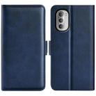 For Motorola Moto G51 5G Dual-side Magnetic Buckle Leather Phone Case(Dark Blue) - 1