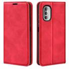 For Motorola Moto G51 5G Retro-skin Magnetic Suction Leather Phone Case(Red) - 1