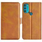 For Motorola Moto G71 5G Dual-side Magnetic Buckle Leather Phone Case(Yellow) - 1