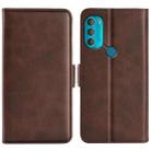 For Motorola Moto G71 5G Dual-side Magnetic Buckle Leather Phone Case(Brown) - 1